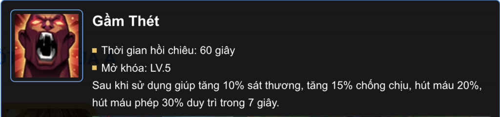 Gầm thét giúp tăng 10% sát thương